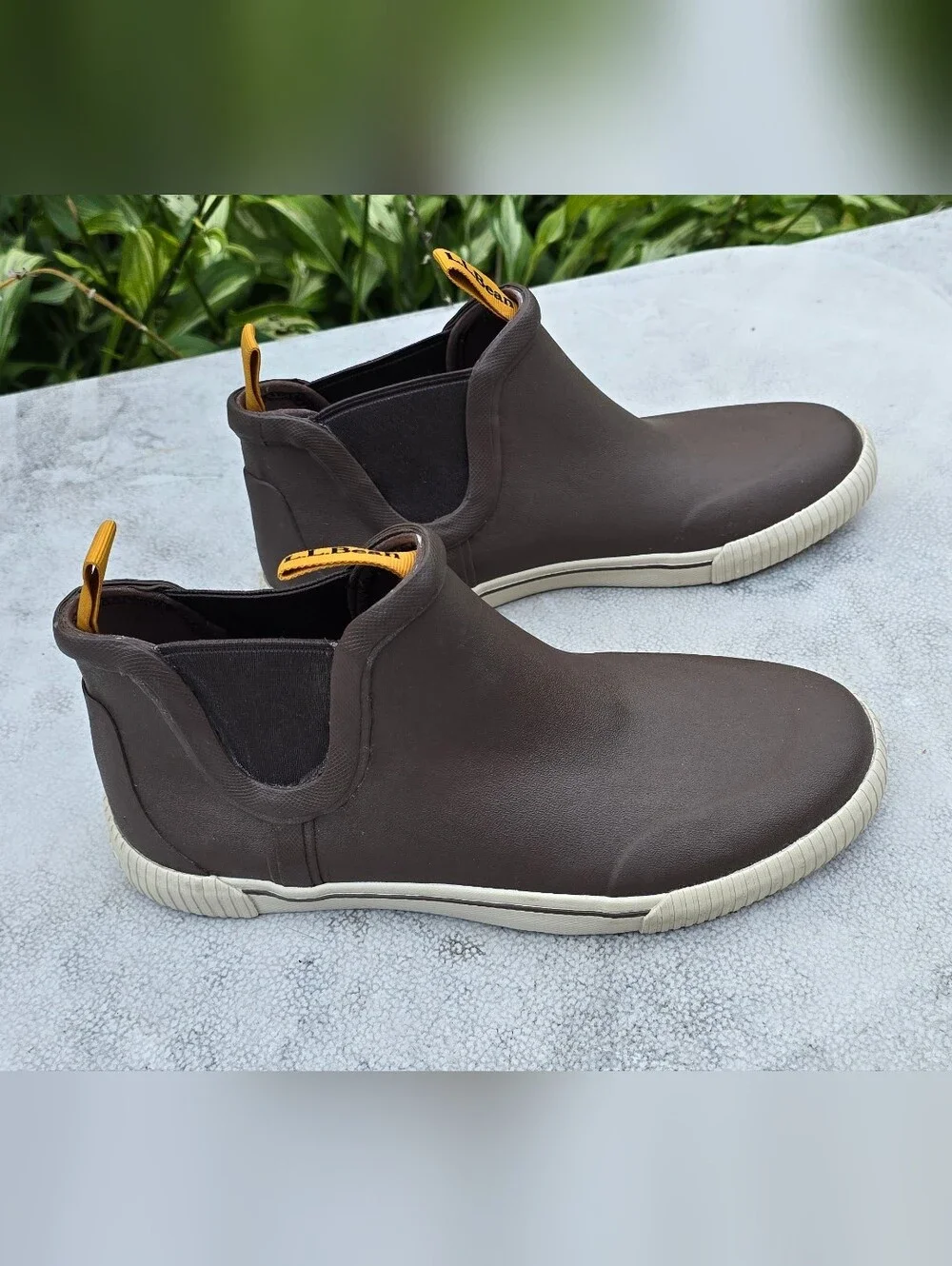 L.L.Bean Brown Chelsea Rain Boots Waterproof Slip On